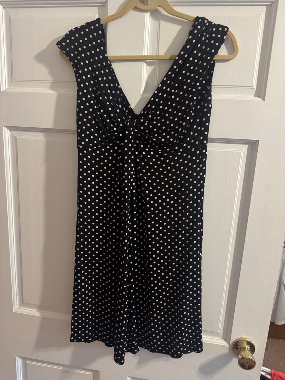 Express Black Polka Dot Midi Dress with Knot Front